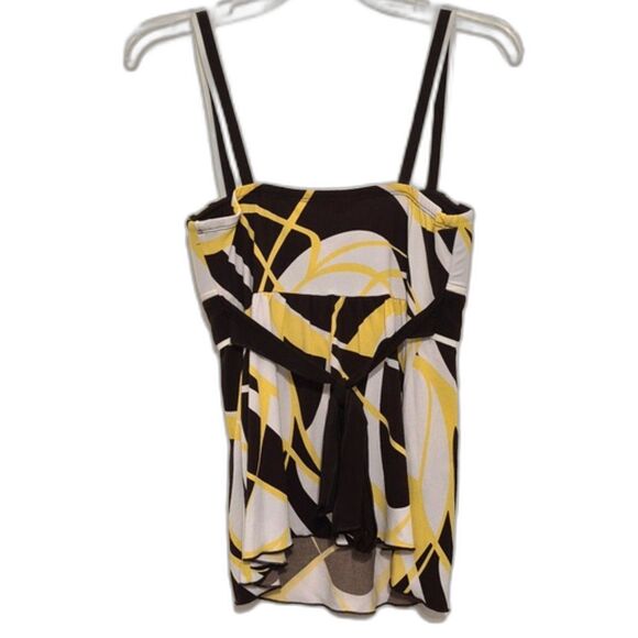 Speechless Y2K Babydoll Cami Top S Tie Back Empire Abstract Print Brown Yellow - Picture 9 of 9